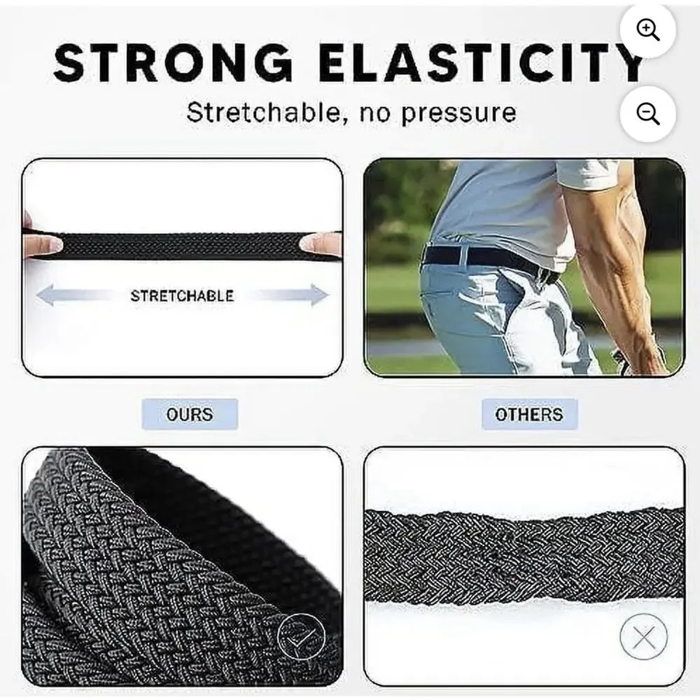 Men's Stretch Belt Braided Belt No Holes Adjustable